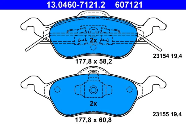 Колодки тормозные передние ATE 13.0460-7121.2