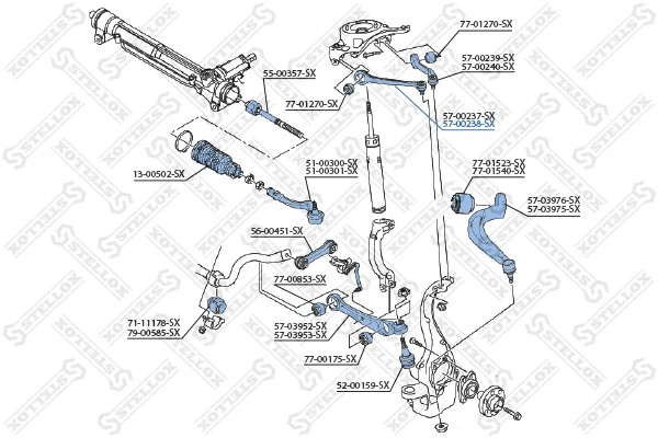 Рычаг передний верхний правый Audi A4 1.8-2.0TFSi/2.0-3.0TDi 07> (арт. 5700238SX)