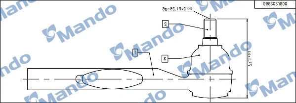 Наконечник рулевой тяги KIA BORREGO MOHAVE (2007-11-) Mando DSA020529