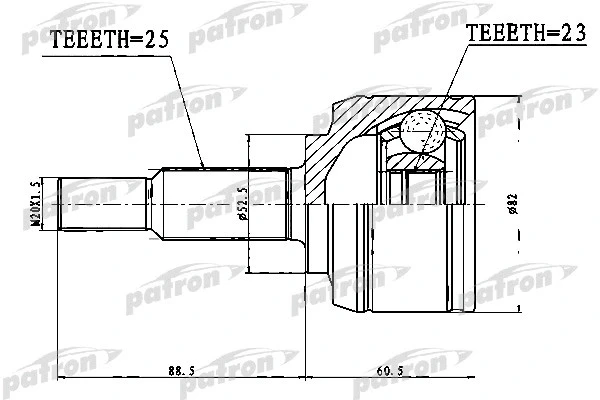 ШРУС НАРУЖНЫЙ 25X52,5X23 DACIA DOKKER 1,2TCE 1,5DCI 12-, RENAULT MEGANE 1,6 Patron pcv1767