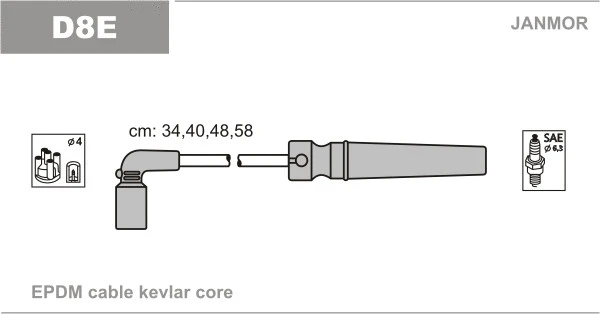 Комплект проводов зажигания DAEWOO: NUBIRA 1.8 97-99 Janmor D8E