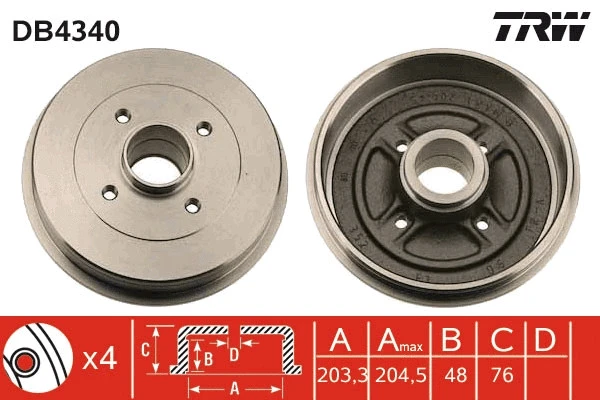 Барабан тормозной TRW DB4340