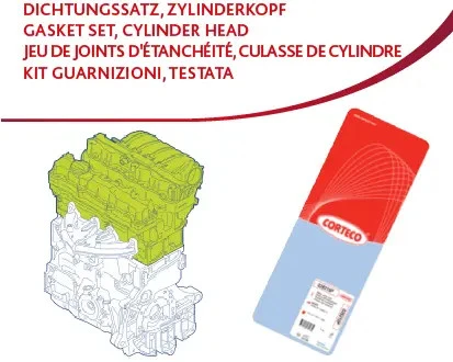 Комплект прокладок двигателя RENAULT: CLIO II 1.6 98-, MEGANE I 1.6 e/1.6 i 95-03, MEGANE I Cabriole
