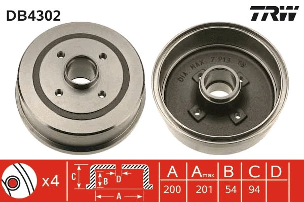 Барабан тормозной TRW DB4302