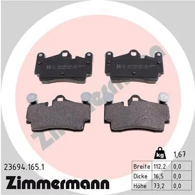 колодки тормозные передние Zimmermann 236.9416.51