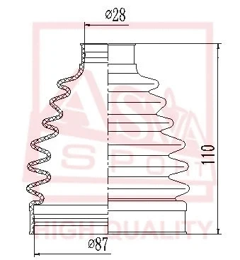 Пыльник шрус наружный 27x105x91 (комплект без смазки) Asva ASBT-CD3