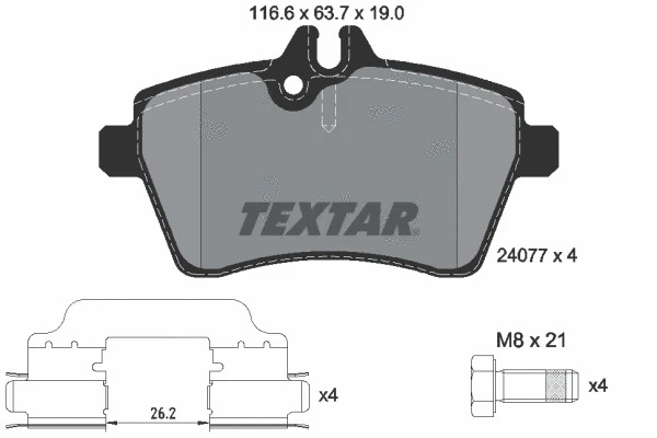 Колодки тормозные передние Textar 2407702