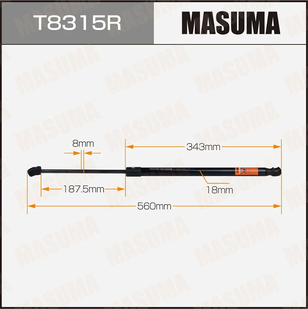 Упор газовый багажника L=560 mm правый Masuma T8315R