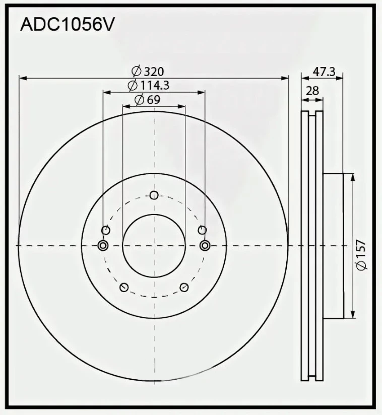 Диск тормозной передний вентилируемый Allied Nippon ADC1056V