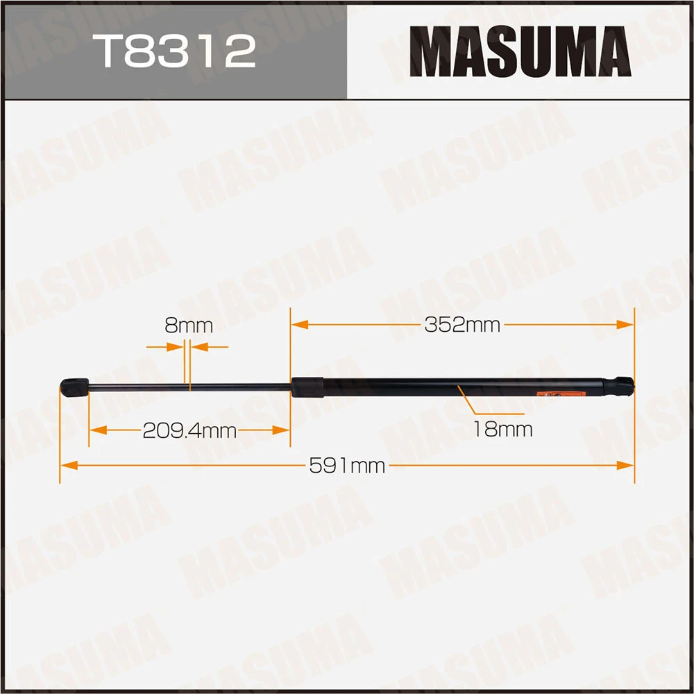 Упор газовый багажника L=591 mm Masuma T8312