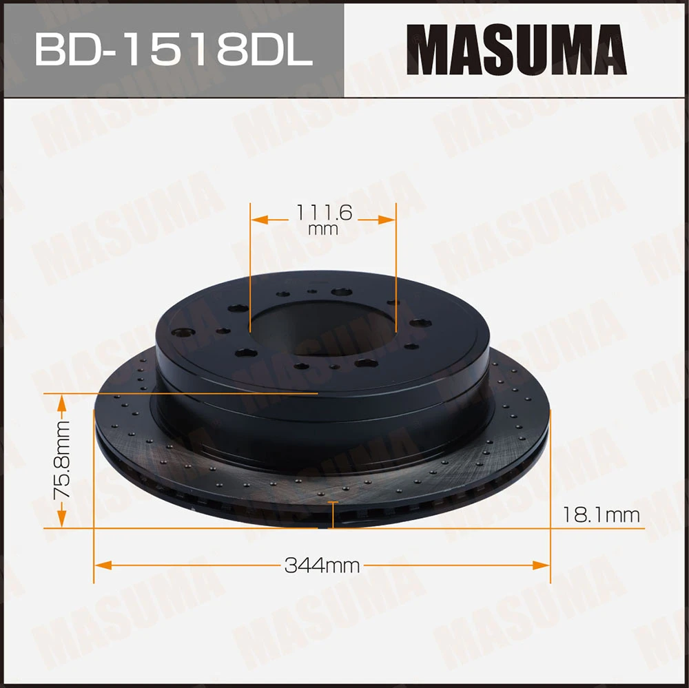 Диск тормозной задний левый перфорированный Masuma BD-1518DL