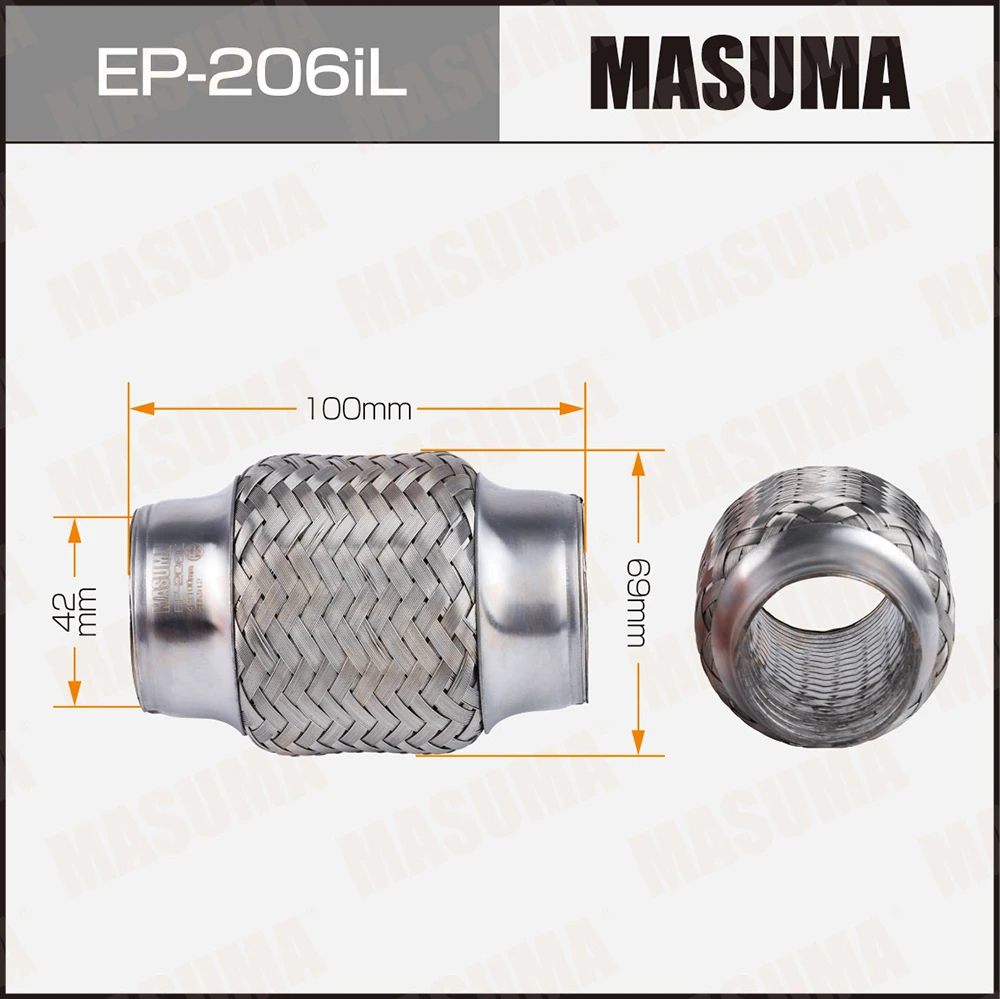 Гофра глушителя усиленная 3-х слойная interlock 42x100 Masuma EP-206iL