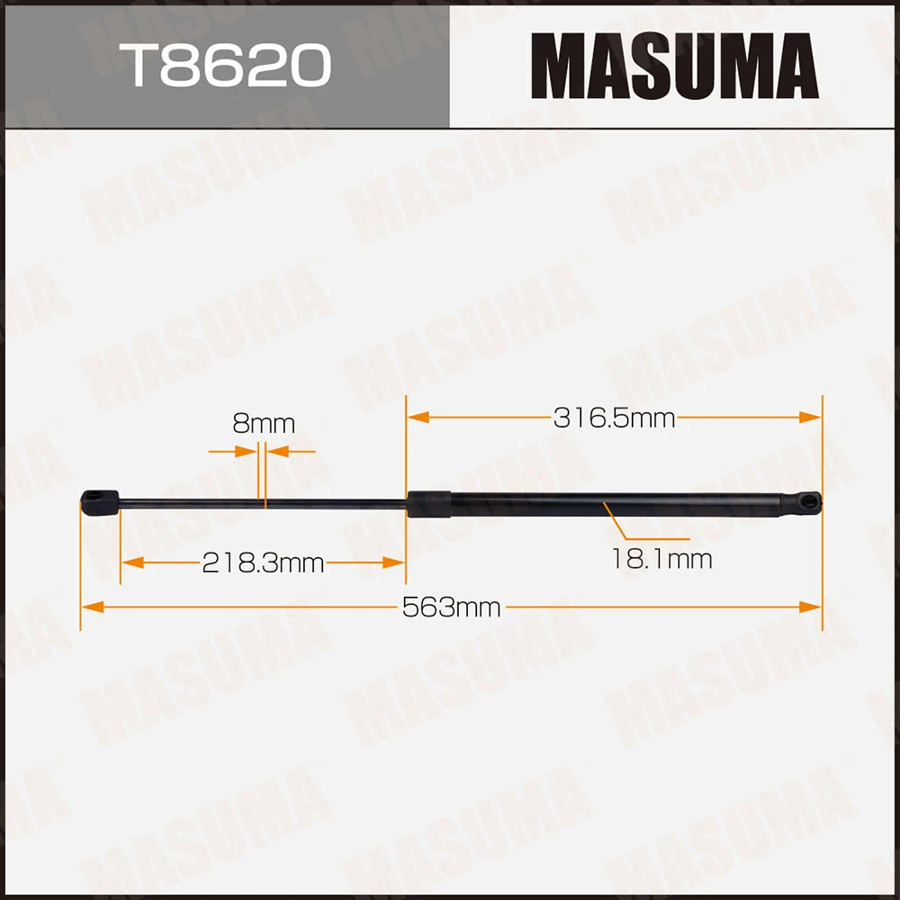 Упор газовый капота L=563 mm Masuma T8620