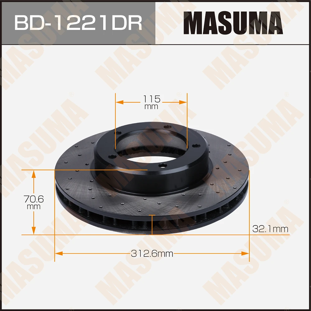 Диск тормозной передний правый перфорированный Masuma BD-1221DR