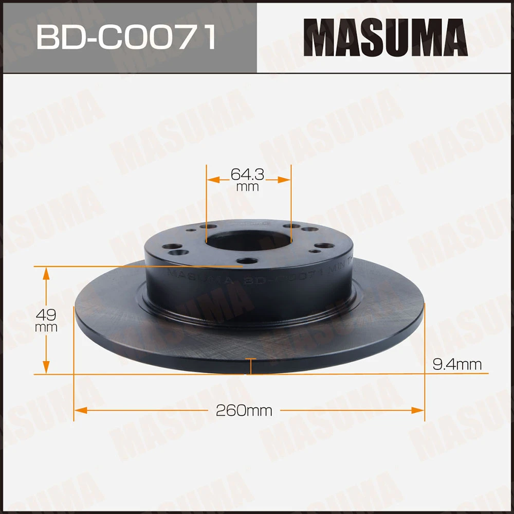 Диск тормозной задний Masuma BD-C0071