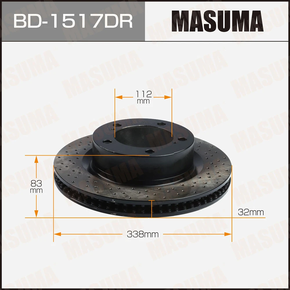 Диск тормозной передний правый перфорированный Masuma BD-1517DR