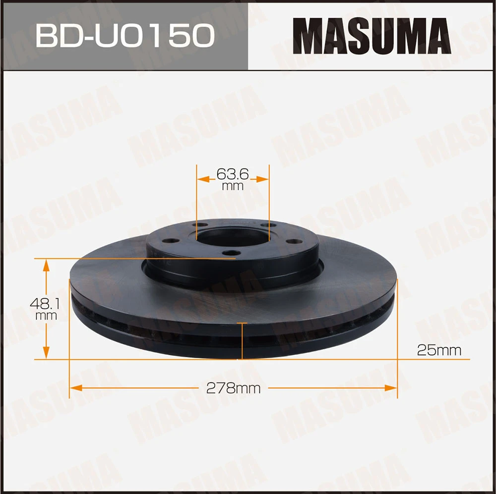 Диск тормозной передний Masuma BD-U0150