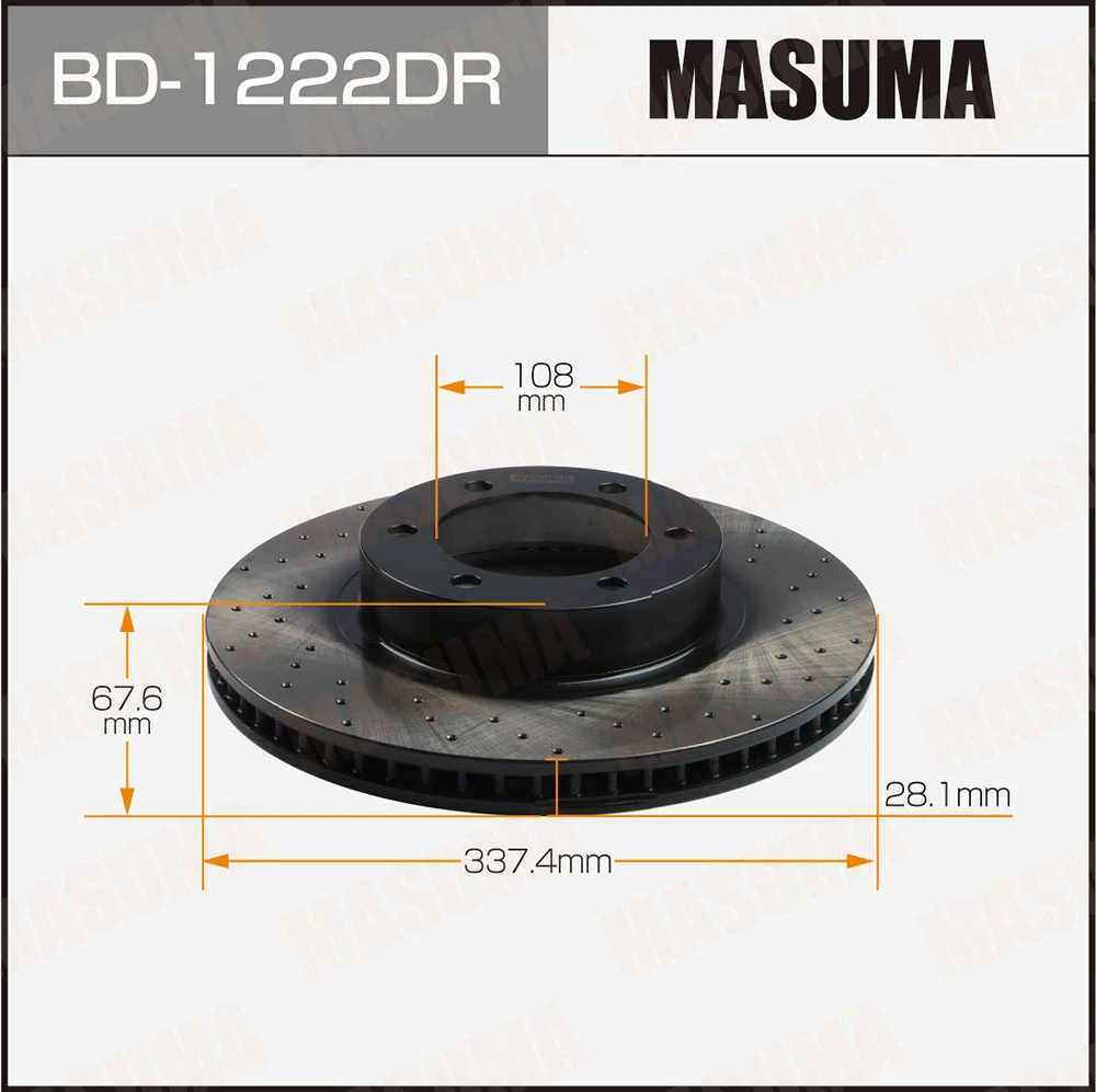 Диск тормозной передний правый перфорированный Masuma BD-1222DR