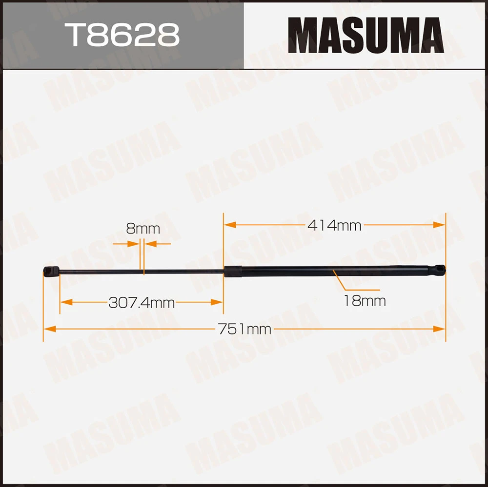 Упор газовый капота L=751 mm Masuma T8628