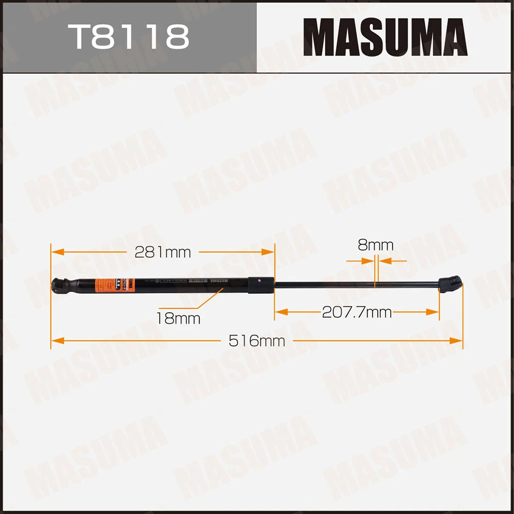 Упор газовый багажника L=516 mm Masuma T8118