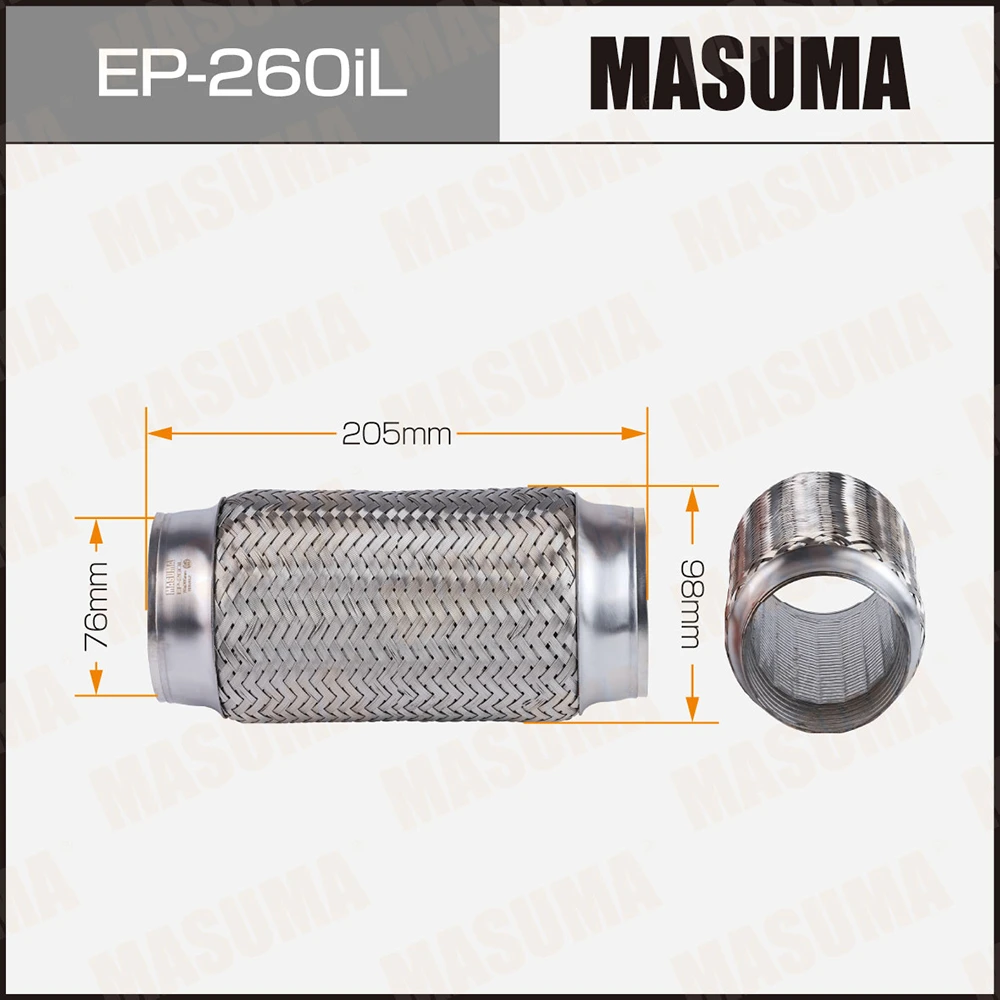 Гофра глушителя усиленная 3-х слойная interlock 76x205 Masuma EP-260iL