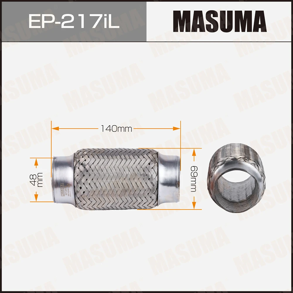 Гофра глушителя усиленная 3-х слойная interlock 48x140 Masuma EP-217iL