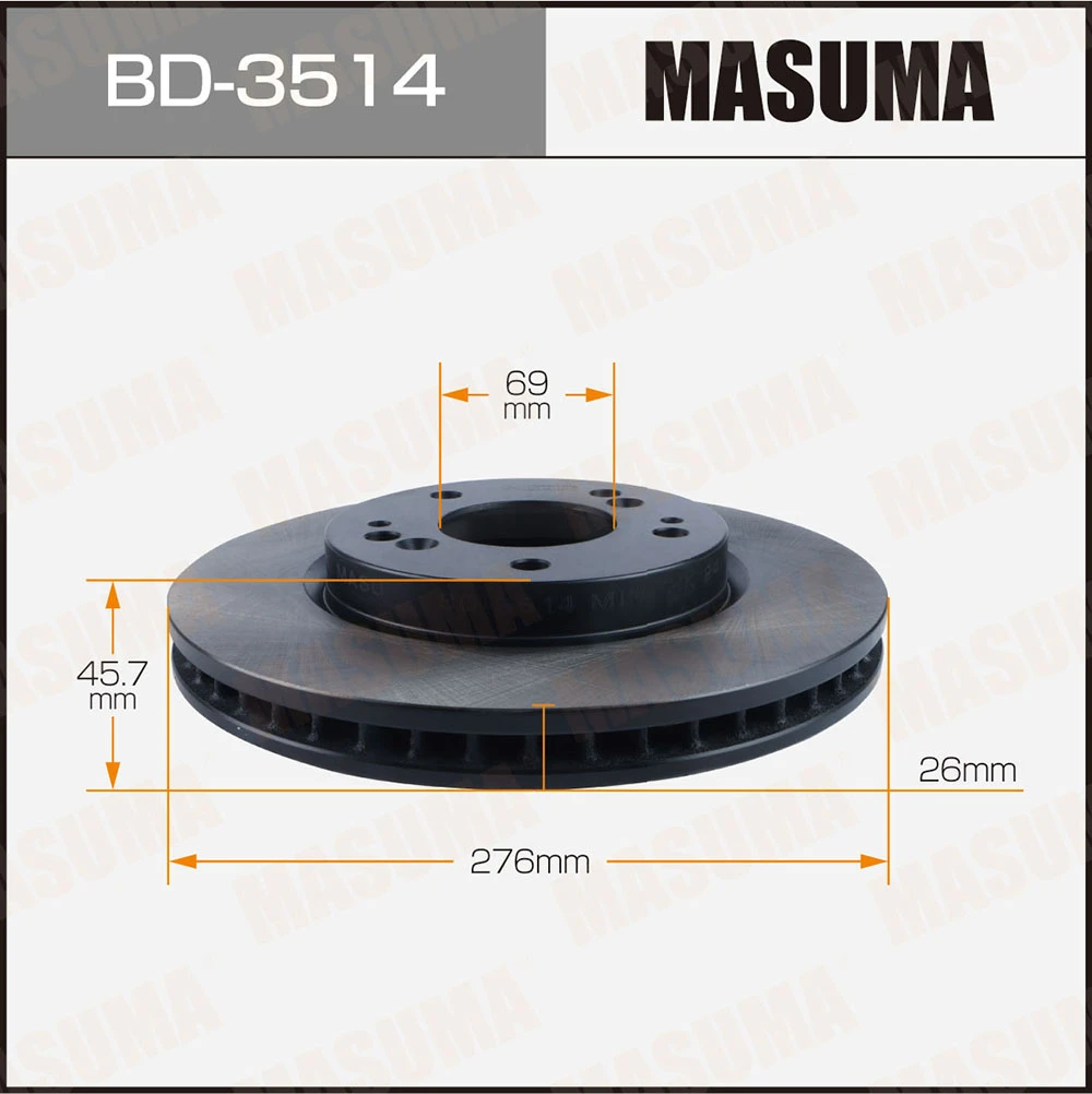 Диск тормозной передний Masuma BD-3514