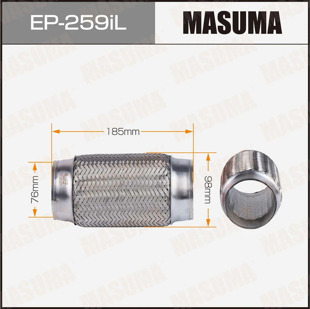 Гофра глушителя усиленная 3-х слойная interlock 76x185 Masuma EP-259iL