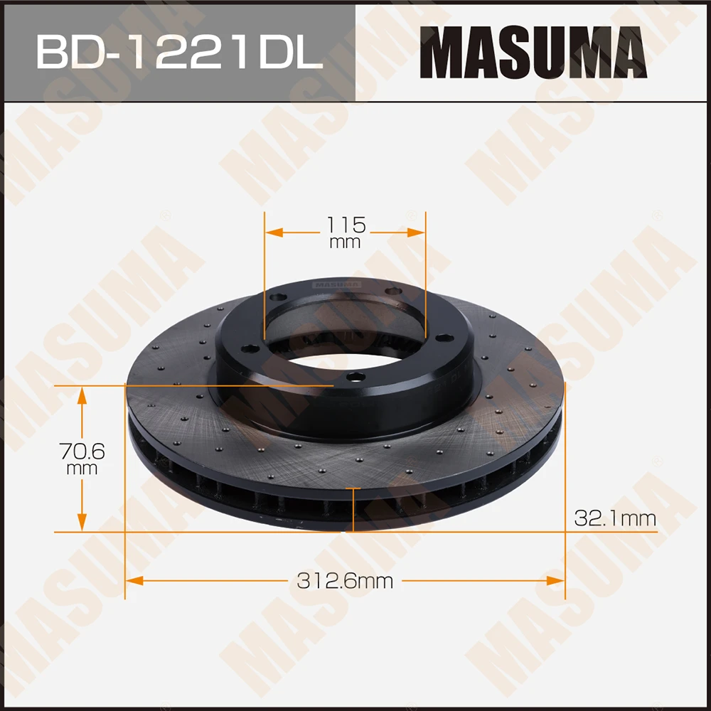 Диск тормозной передний левый перфорированный Masuma BD-1221DL