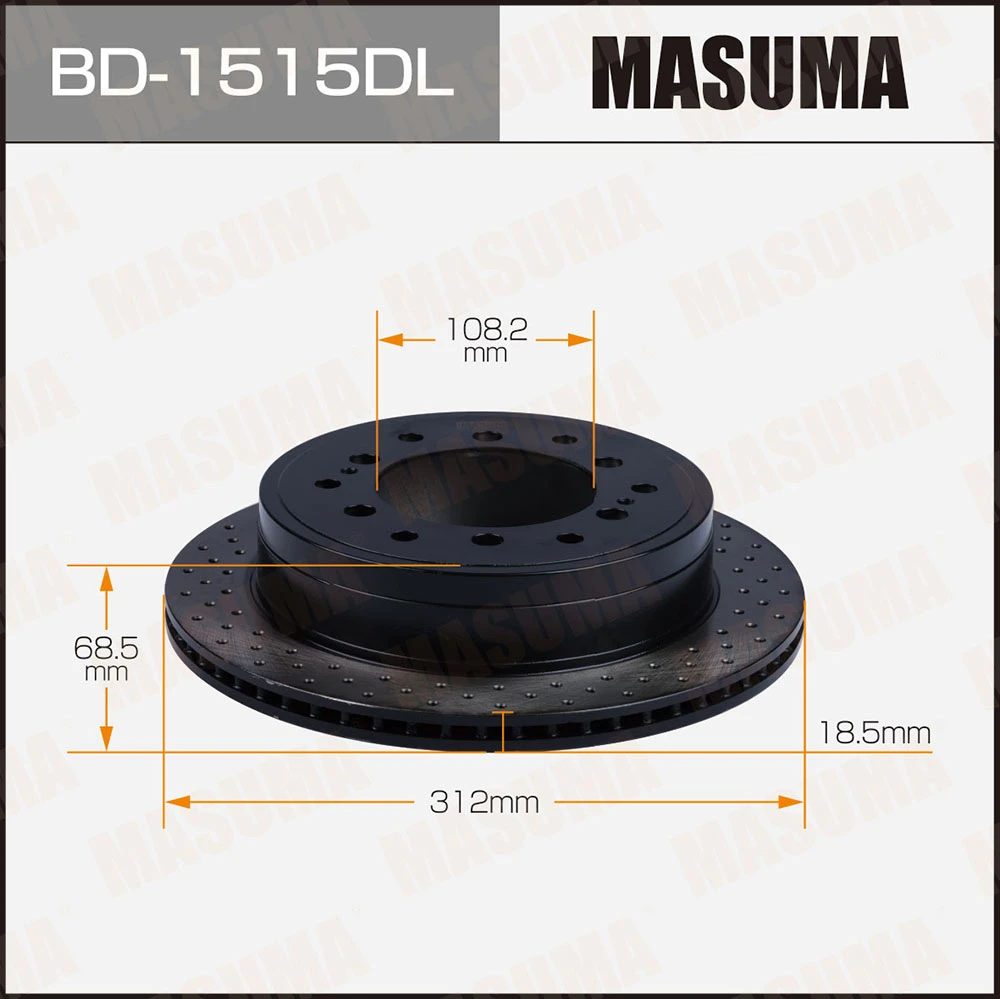 Диск тормозной задний перфорированный левый Masuma BD-1515DL