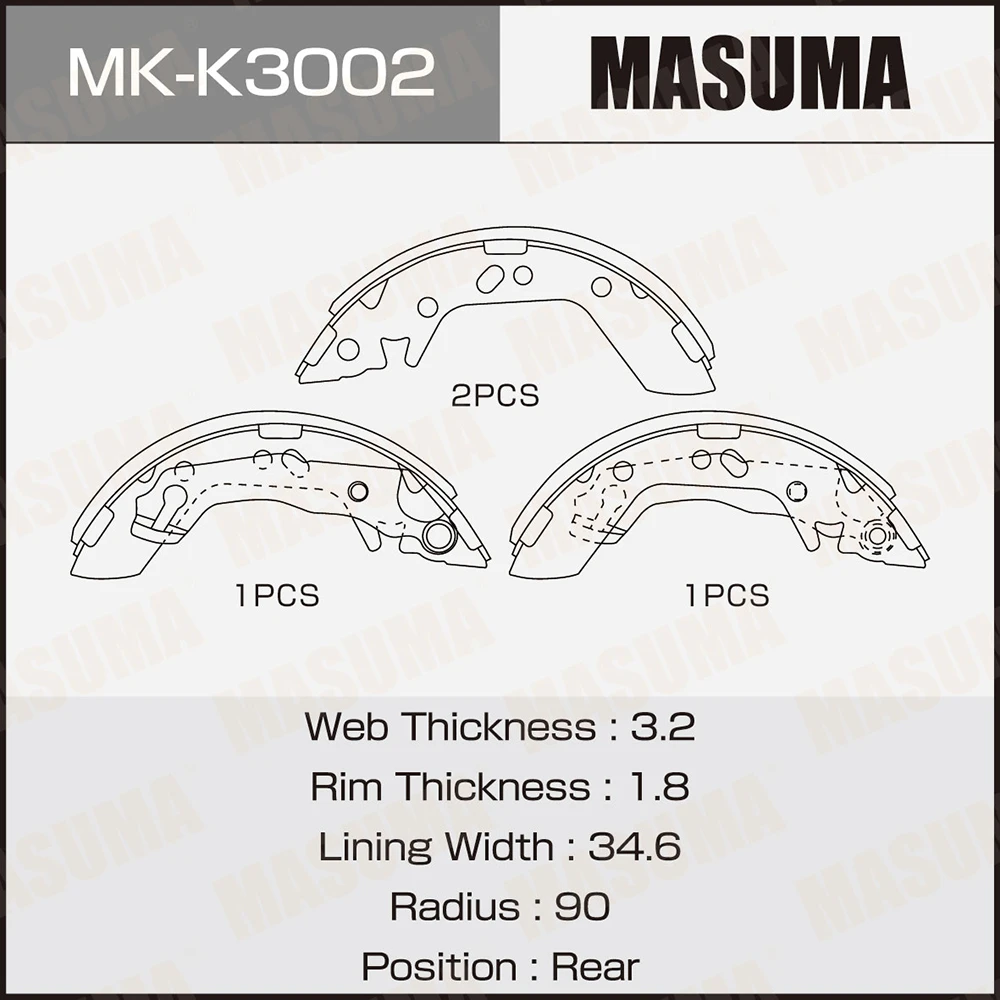 Колодки тормозные барабанные задние Masuma MK-K3002