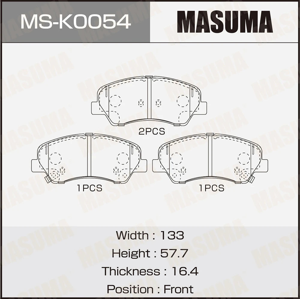 Колодки тормозные дисковые передние Masuma MS-K0054