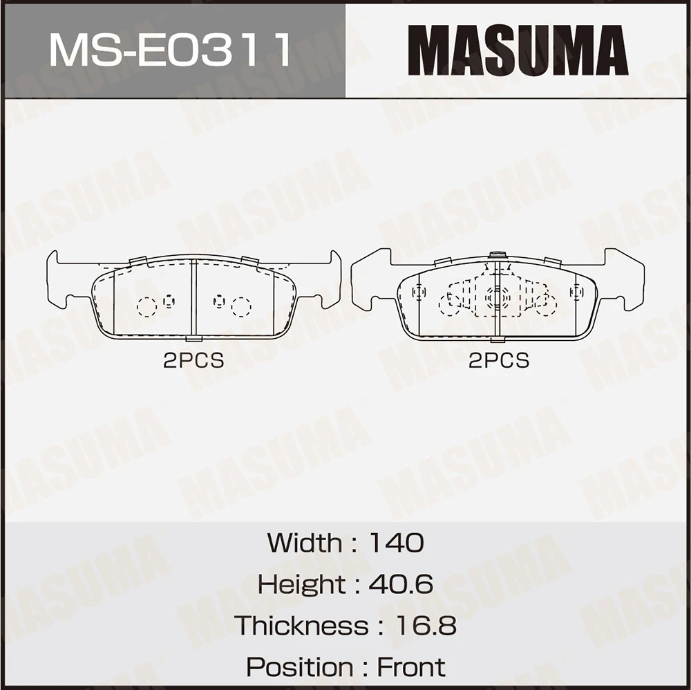 Колодки тормозные дисковые передние Masuma MS-E0311