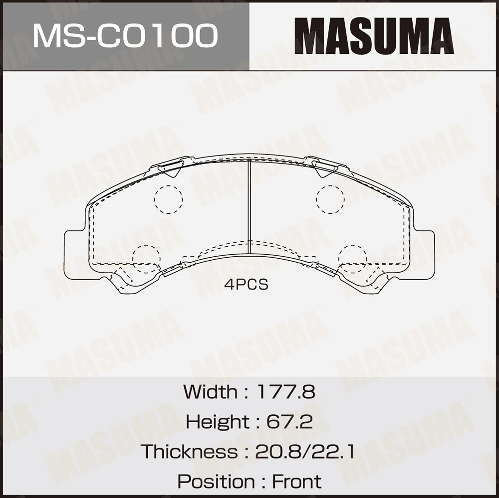 Колодки тормозные дисковые задние Masuma MS-C0100