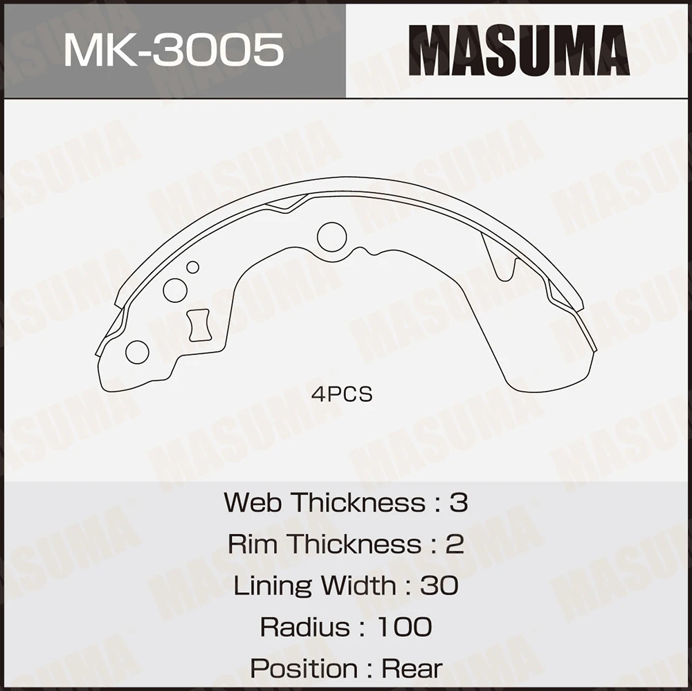 Колодки тормозные барабанные задние Masuma MK-3005