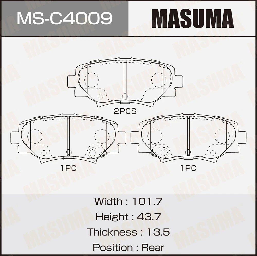 Колодки тормозные дисковые передние Masuma MS-C4009