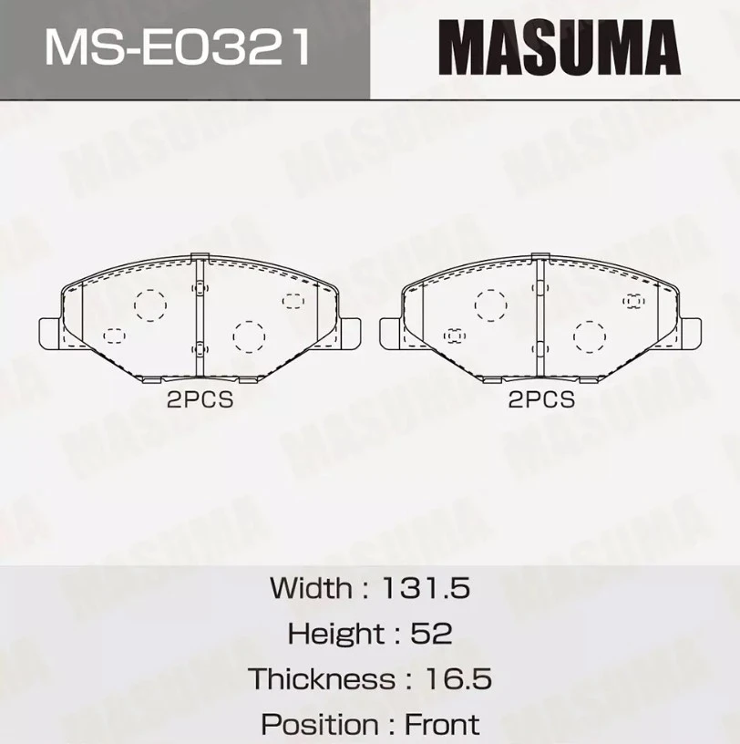Колодки тормозные дисковые передние Masuma MS-E0321