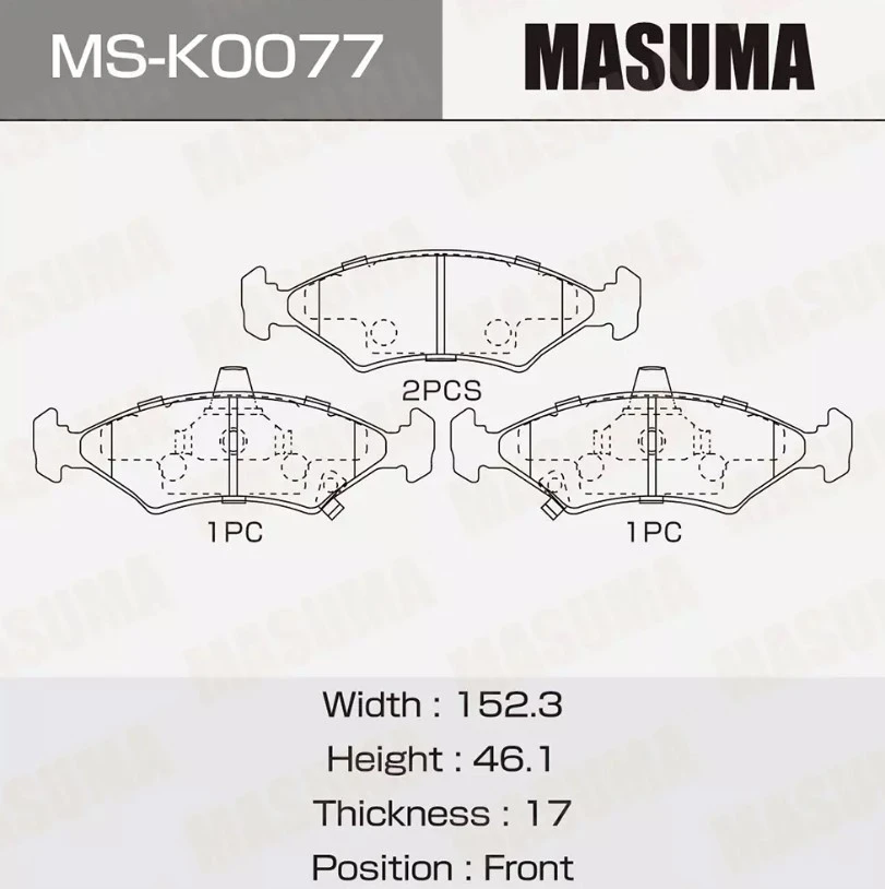 Колодки тормозные дисковые передние Masuma MS-K0077