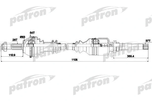 ПОЛУОСЬ ПРАВ FIAT: DUCATO, PEUGEOT: BOXER 1.9-2.5D/TD ME5/ML 94> 1.4Q +ABS Patron pds0085