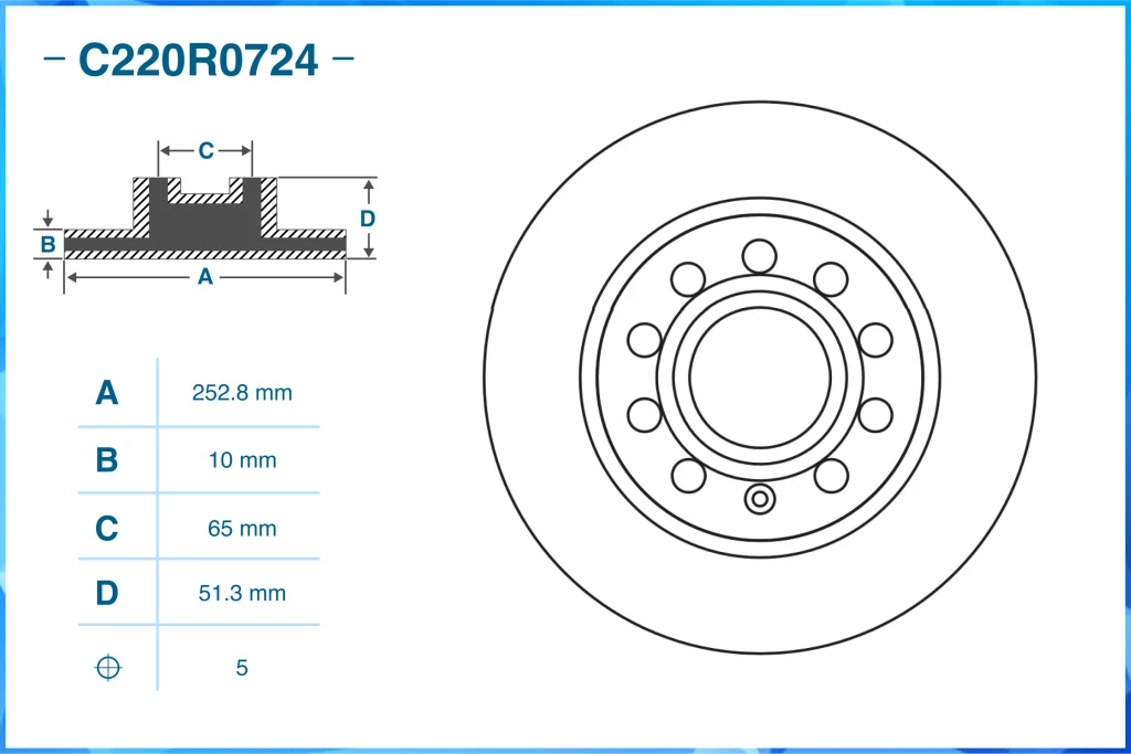 Диск тормозной задний CWORKS C220R0724