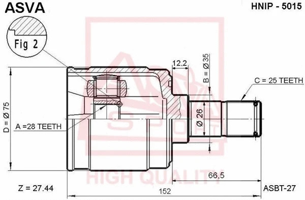 ШРУС внутренний Asva HNIP-5015