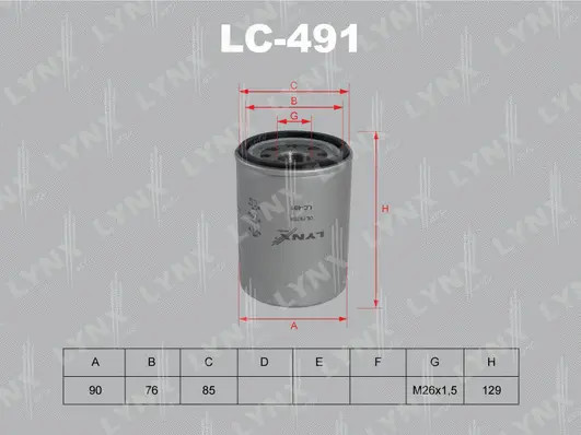 Фильтр масляный LYNXauto LC-491