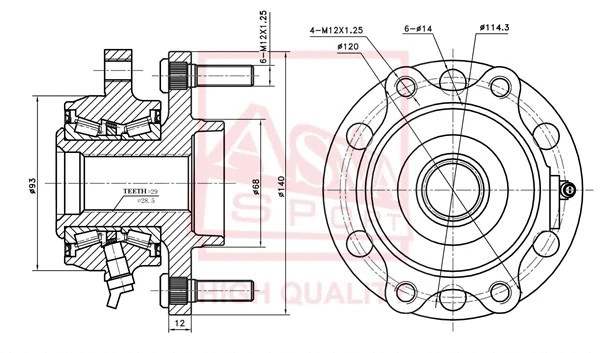 Ступица колеса с ABS Asva NSWH-R51F