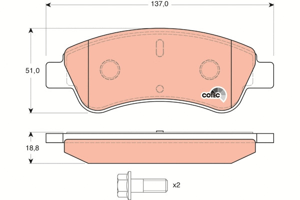 Колодки передние CITROEN BERLINGO, C3 I-II, C4, PEUGEOT 206-208, 301, 307 TRW GDB1463