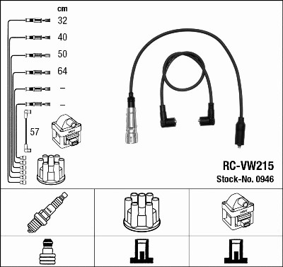 Провода зажигания к-т RC-VW215 NGK 0946