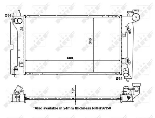 Радиатор двигателя (Al) TOYOTA Corolla 1.6 01- NRF 53325