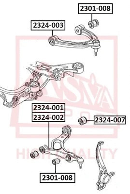 Сайлентблок нижнего рычага передний внешний Asva 2301-008