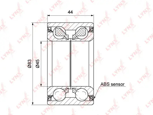 ПОДШИПНИК СТУПИЦЫ ПЕРЕДНИЙ С ABS (44X45X83) CITROEN C4 II 1.2-2.0D 09 / C5 III 1.6D-3.0 08 / C6 2.2D