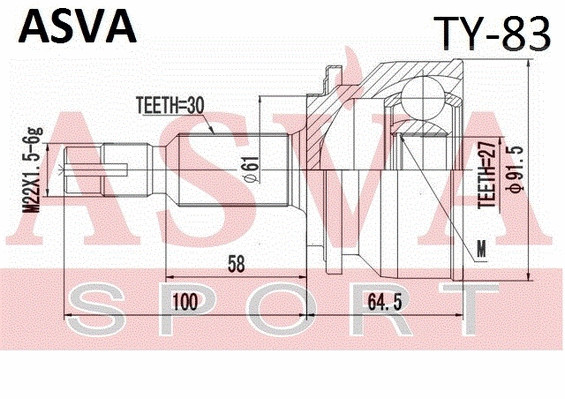 ШРУС НАРУЖНЫЙ 27X61 2X30