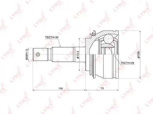 ШРУС НАРУЖ TOYOTA HILUX 2.5D-4.0 04- / FORTUNER 2.5D-4.0 05-